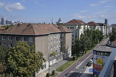 Bratislava: výhľad zo strechy autobusovej stanice, Mlynské Nivy, 29.8.2022 Bratislava