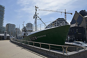 Oostende: trawler O.129 Amandine, rybárska loď určená na vlečenie rybárskych sietí, ktorá lovila pri brehoch Islandu, dnes múzeum islandského rybárstva, 14.8.2024 Oostende