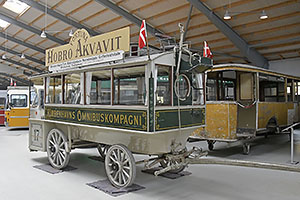 Jystrup: Sporvejsmuseet Skjoldenæsholm, vozeň omnibusu KO 17 (Kjøbenhavns Omnibuskompagni) z roku 1897, 24.7.2022 Sporvejsmuseet