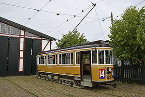 Jystrup: Sporvejsmuseet Skjoldenæsholm, električka NESA 929 (Nordsjællands Elektricitets-og Sporvejs Aktieselskab) z roku 1934, 24.7.2022 Sporvejsmuseet