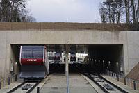 Luxemburg: pozemná lanovka Pfaffenthal - Kirchberg, 19.2.2018 Luxemburg