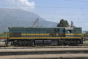 Bar: lokomotíva G22 644-013 z roku 1973, MonteCargo, 18.8.2021 Cierna Hora