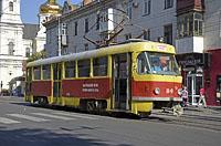 Vinnycia: služobná električka Tatra T4SU #B-9 z roku 1976, pôvodne #127, 10.8.2016 Ukrajina, Vinnycia