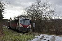 Krupina: Mravec 813.116 ZSSK v 1. deň obnovenia trate Zvolen - Šahy, 2.1.2019 Krupina
