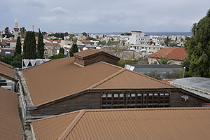 Lemesós, Limassol: výhľad z hradu Lemesos, Carob Mill, 19.11.2023 Lemesós, Limassol
