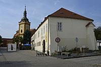 Šlapanice: Masarykovo náměstí, Kostel Nanebevzetí Panny Marie, múzeum, 24.8.2019 Slapanice