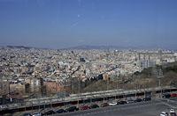 Barcelona: pohľad na mesto z lanovky na Montjuic, 12.3.2016 Barcelona