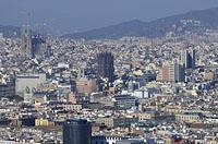 Barcelona: pohľad na mesto z lanovky na Montjuic, 12.3.2016 Barcelona