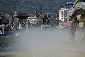 Skopje: pamätník Alexandra Macedónskeho, 8.8.2021 Skopje