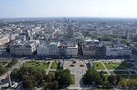 Varšava: pohľad na mesto z paláca Kulturi i Nauki, 29.9.2017 Varsava