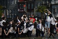 Braga: študentské oslavy Enterro da Gata vo fontáne, 15.5.2019 Braga