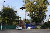 Vinnycia: semafór na obratisku trolejbusov ulica Čechova, 10.8.2016 Ukrajina, Vinnycia
